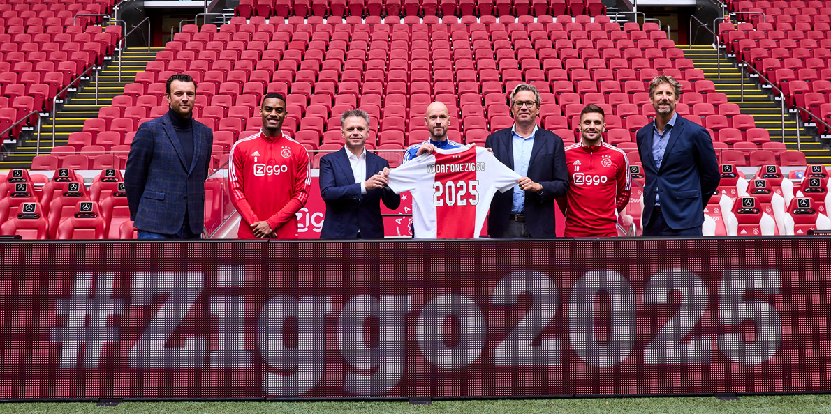 Ajax en Ziggo hebben hun sponsorovereenkomst verlengd tot en met 2025