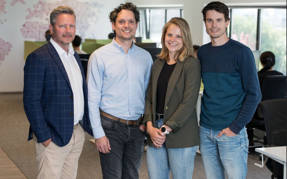 v.l.n.r. Michel Westerduin (CCO), Robert Leclercq(CEO), Yvonne Snippe (COO), Huub van der Wart (CTO)