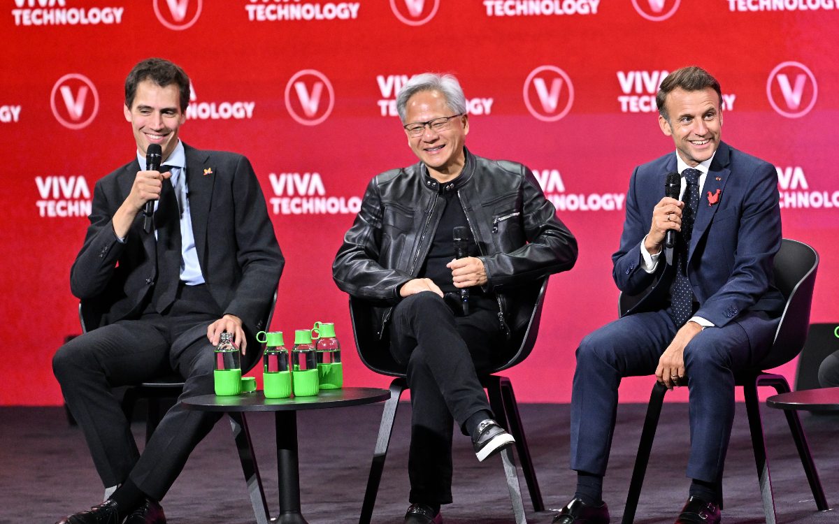 arthur mensch mistral jensen huang emmanuel macron